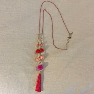 INC International Concepts Pink and Orange Beaded Necklace with Tassel